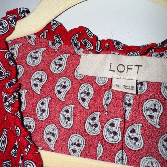 Loft Red & Black Paisley Patterned Womens Blouse Size M - Picture 5 of 7